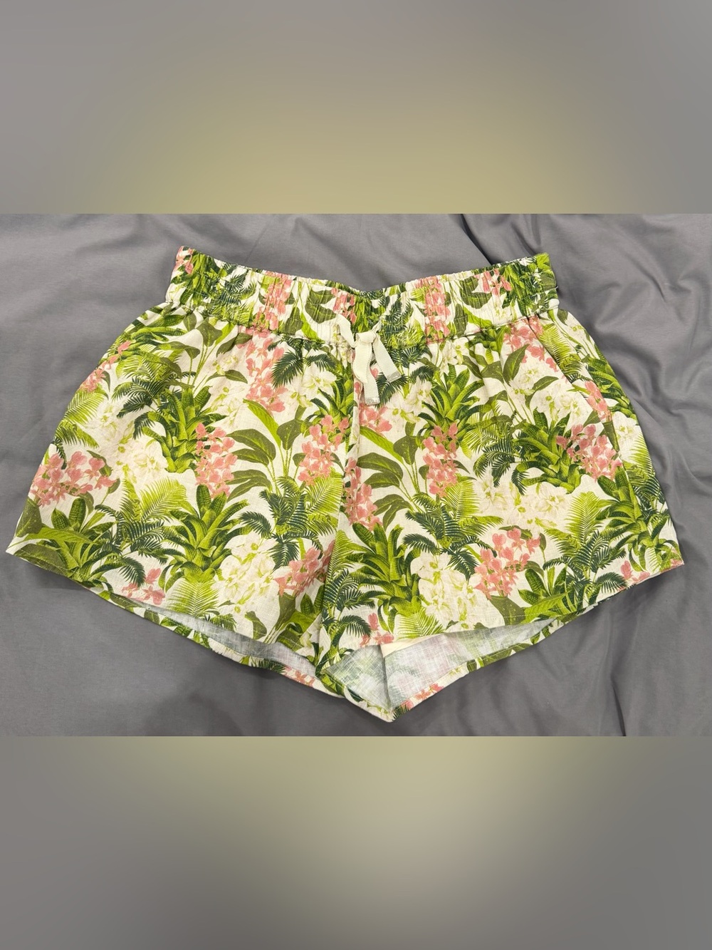 Cami NYC Women’s Floral Palm Linen Drawstring Beach Shorts XS